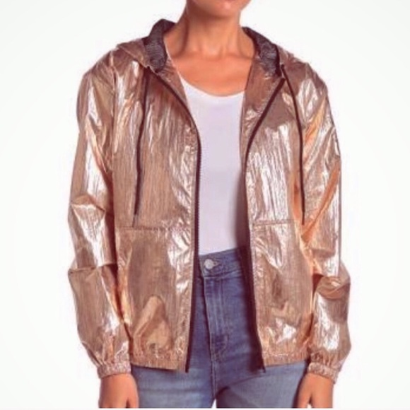 LG AVAILABLE ELODIE CHIC METALLIC WINDBREAKER NWT - Picture 2 of 5